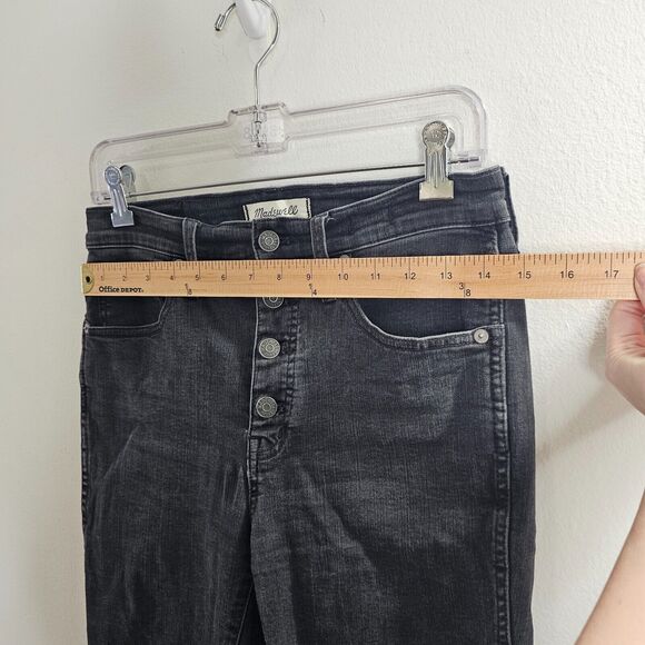 Madewell Dark Gray Raw Hem 10" High Rise Skinny Jeans Button Through Edition 28 - Picture 10 of 11
